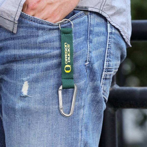 University of Oregon Ducks green and yellow O Logo Lanyard Keychain Key Fob Wristlet GO DUCKS