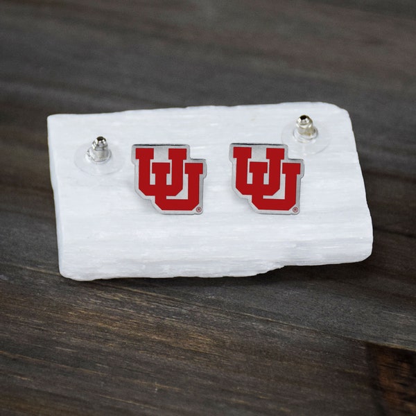 University of Utah  - Utes U of U Post Silver Earrings - Officially Licensed