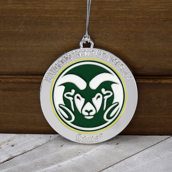 Colorado State University Rams CSU Christmas Ornament round metal Ornament Officially licensed NCAA