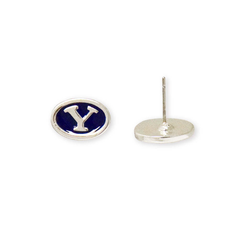 BYU-I Brigham Young University Idaho Logo Post Earrings Blue Enamel Surgical Stainless Steel Post - Officially Licensed NCAA