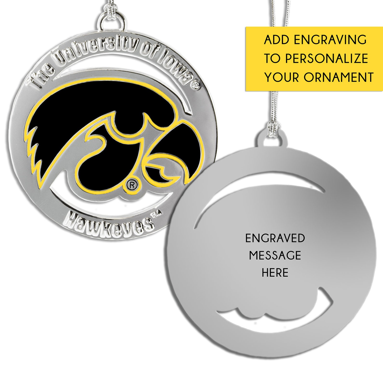 Iowa Hawkeyes the University of Iowa Christmas Ornament Round Metal