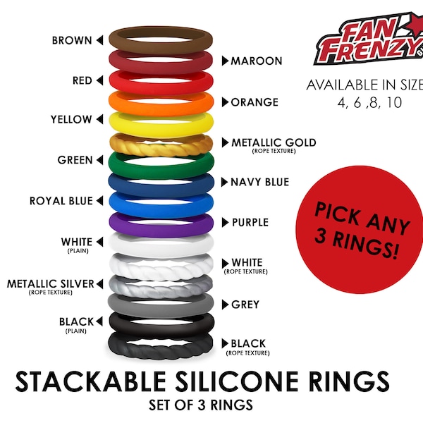 Stackable Silicone Ring Set - Pick any 4 rings