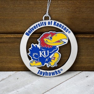 KU University of Kansas Jayhawks Christmas Ornament round metal Ornament Officially licensed NCAA
