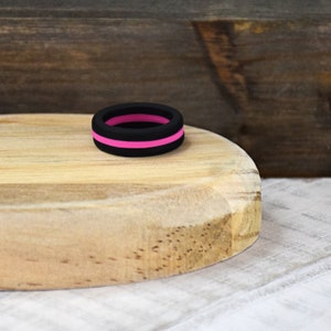 Black with Colored Striped Silicone Ring 9 color options imagem 6