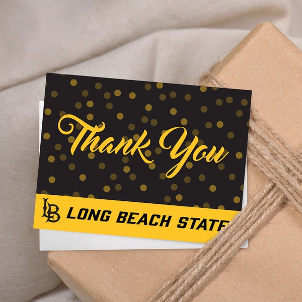 California State University Long Beach State Dot Pattern Thank You Card 10 pack white envelopes - Officially Licensed