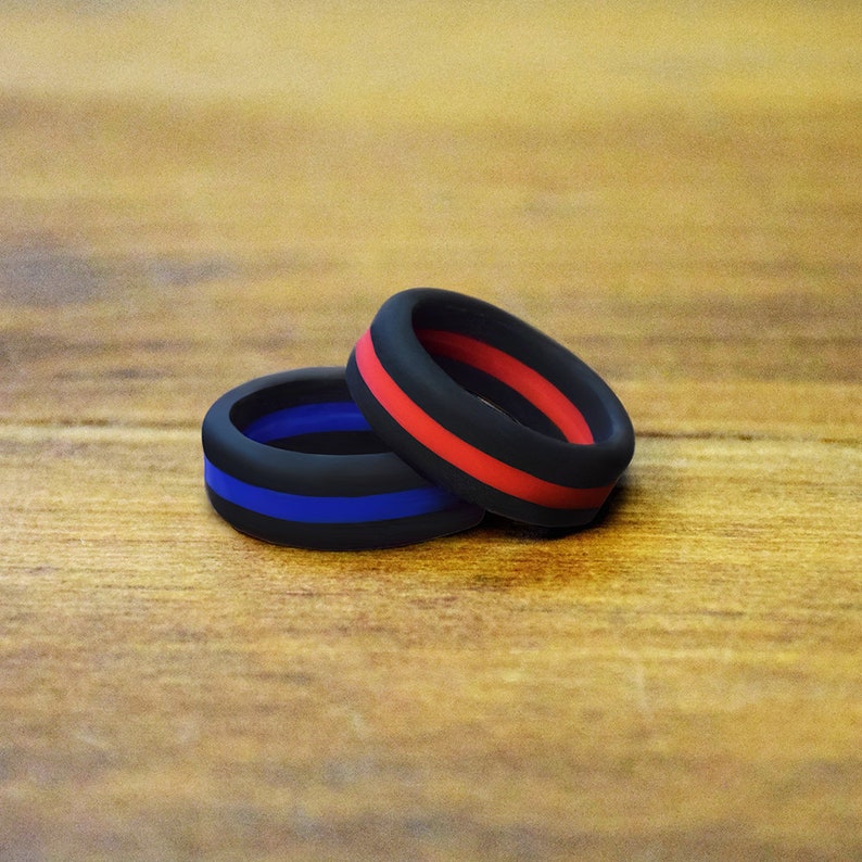 Black with Colored Striped Silicone Ring 9 color options imagem 3