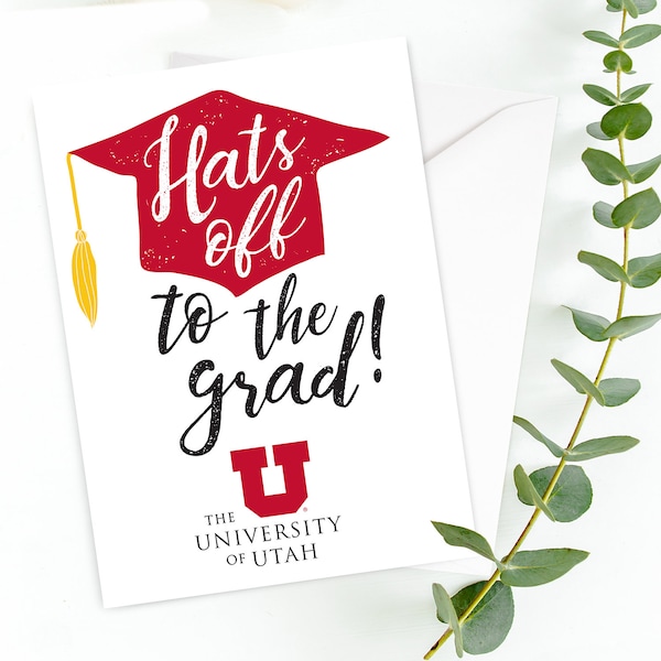 Utah Utes Grad Hats Off Greeting Card by Fan Frenzy Gifts