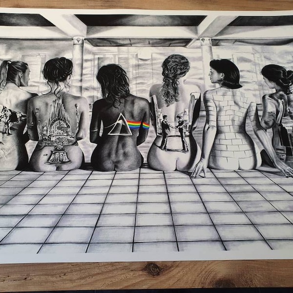 Pink Floyd Back Catalogue Pencil Art Giclee print Édition limitée Impression