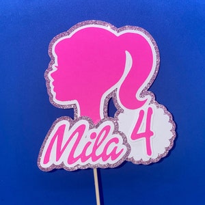 Doll Head Silhouette Cake Topper with Name and Age