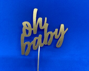Gold 'Oh Baby' Cupcake Toppers: Baby Shower Decorations
