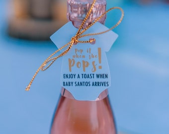 Onesie Baby Shower Favor Tags: Pop When She Pops