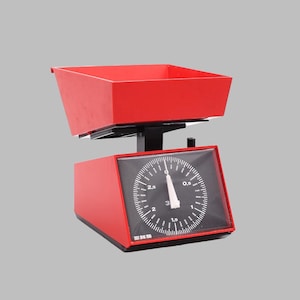 Space Age Red &#39;EKS&#39; Kitchen Scale - 70s Red Plastic Kitchen Scale - Scandinavian Mid-century Fully Functional Scale - Vintage Kitchen Scale