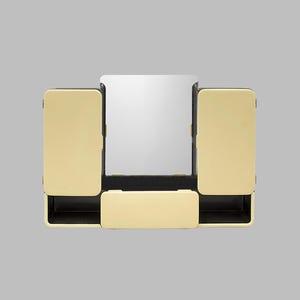 Italian Space Age Mirror Cabinet - 60s Yellow Mid-century Cabinet - Space Age Medicine Cabinet - Space Age Mirror - 60s Bathroom Cabinet