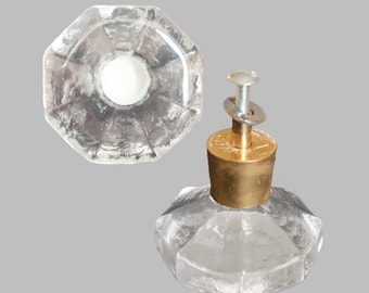 1960s Transparent Glass Drawer Knobs - Vintage Swedish Cabinet Knobs - 1960s Nordic Decorative Solid Amber Glass Knobs