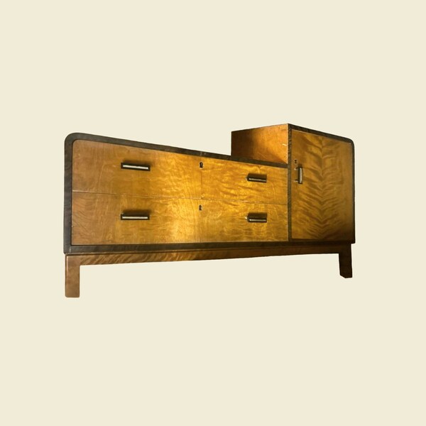 Rare Art Deco 1930s sideboard - Vintage Art Deco Cabinet - Birch Vintage hallway furniture - Vintage Swedish Entryway Cabinet