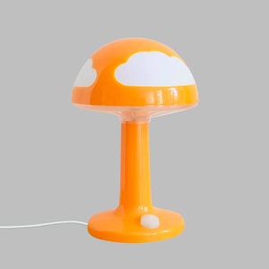 90s IKEA Orange Desk Lamp &#39;Skojig&#39; by Henrik Preutz - Maximalist Desk Lamp - Vintage Orange Mushroom Desk Lamp - 90s Orange Cloud Lamp