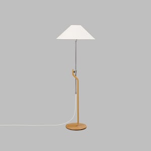 Lámpara de pie de mediados de siglo de Ateljé Lyktan - Lámpara de pie moderna escandinava de madera y cromo de los años 70 - Lámpara de pie vintage de los años 70 - Diseño escandinavo