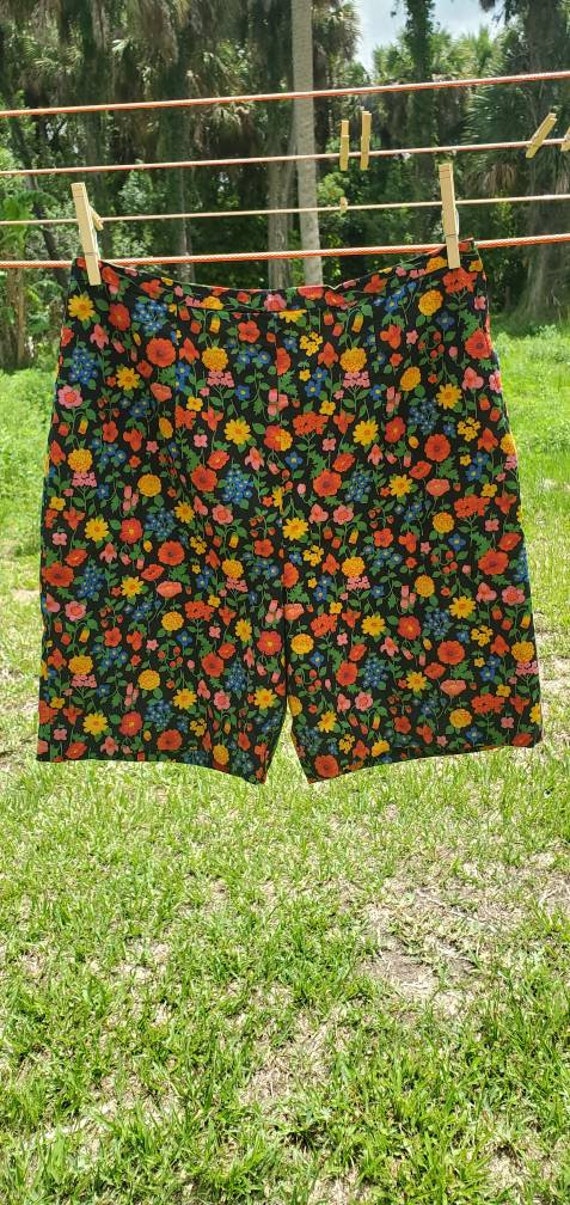 50s 60s Vintage Extra High Waisted Cotton Shorts |