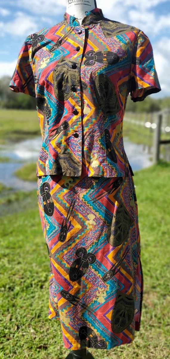 Vintage STUNNING 80s Handmade Three Piece African… - image 6