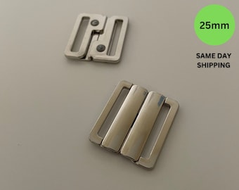 100 Piece Silver Swimwear Clasp | Bikini Buckle | Hook Clasp | Lingerie Buckle | (25mm)