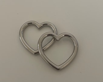 27mm Heart O-Ring, Heart Ring Connector, Heart Shape Buckle - SILVER