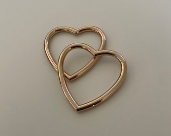 38mm Heart O-Ring, Heart Ring Connector, Heart Shape Buckle - GOLD