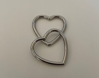 38mm Heart O-Ring, Heart Ring Connector, Heart Shape Buckle - SILVER