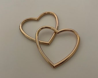 50mm Heart O-Ring, Heart Ring Connector, Heart Shape Buckle - GOLD