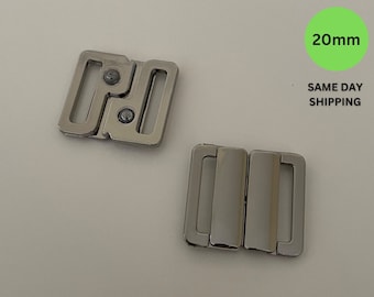 Silver Swimwear Clasp | Bikini Buckle | Hook Clasp | Lingerie Buckle | (20mm)