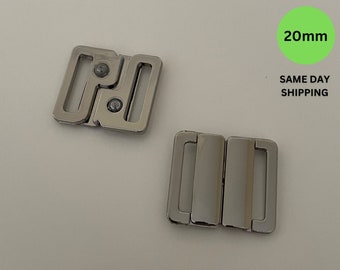 100 Piece Silver Swimwear Clasp | Bikini Buckle | Hook Clasp | Lingerie Buckle | (20mm)