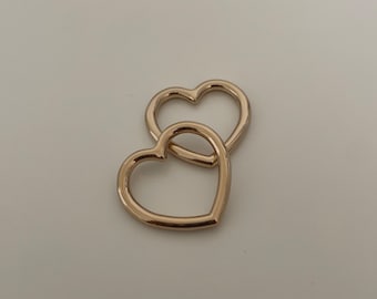 27mm Heart O-Ring, Heart Ring Connector, Heart Shape Buckle - GOLD