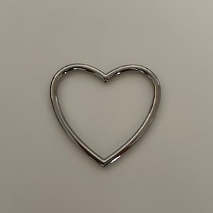 50mm Heart O-Ring, Heart Ring Connector, Heart Shape Buckle - SILVER