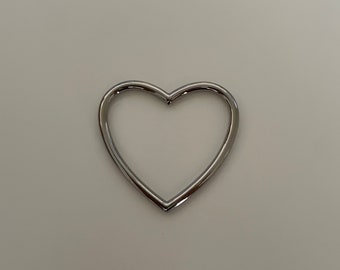 50mm Heart O-Ring, Heart Ring Connector, Heart Shape Buckle - SILVER