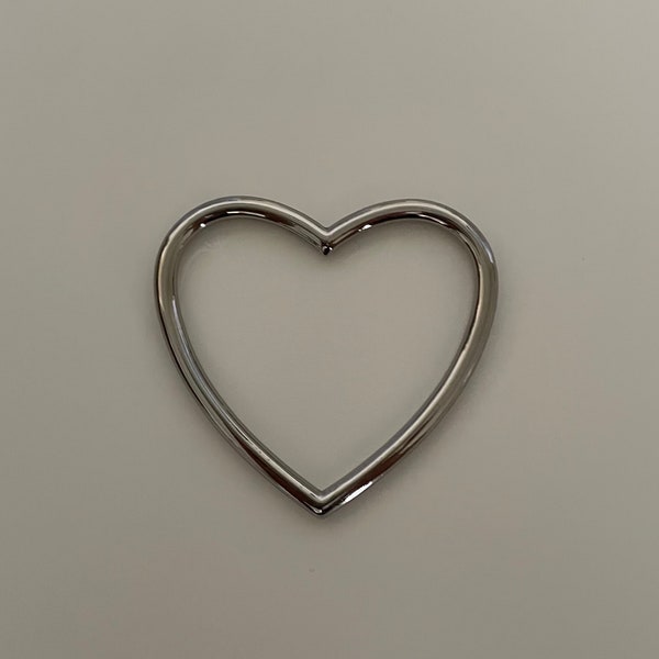 50mm Heart O-Ring, Heart Ring Connector, Heart Shape Buckle - SILVER