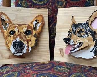 Wooden Pet Portrait (small set of 2)