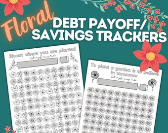 Floral Blooms Debt Payoff & Savings Tracking Printable Chart