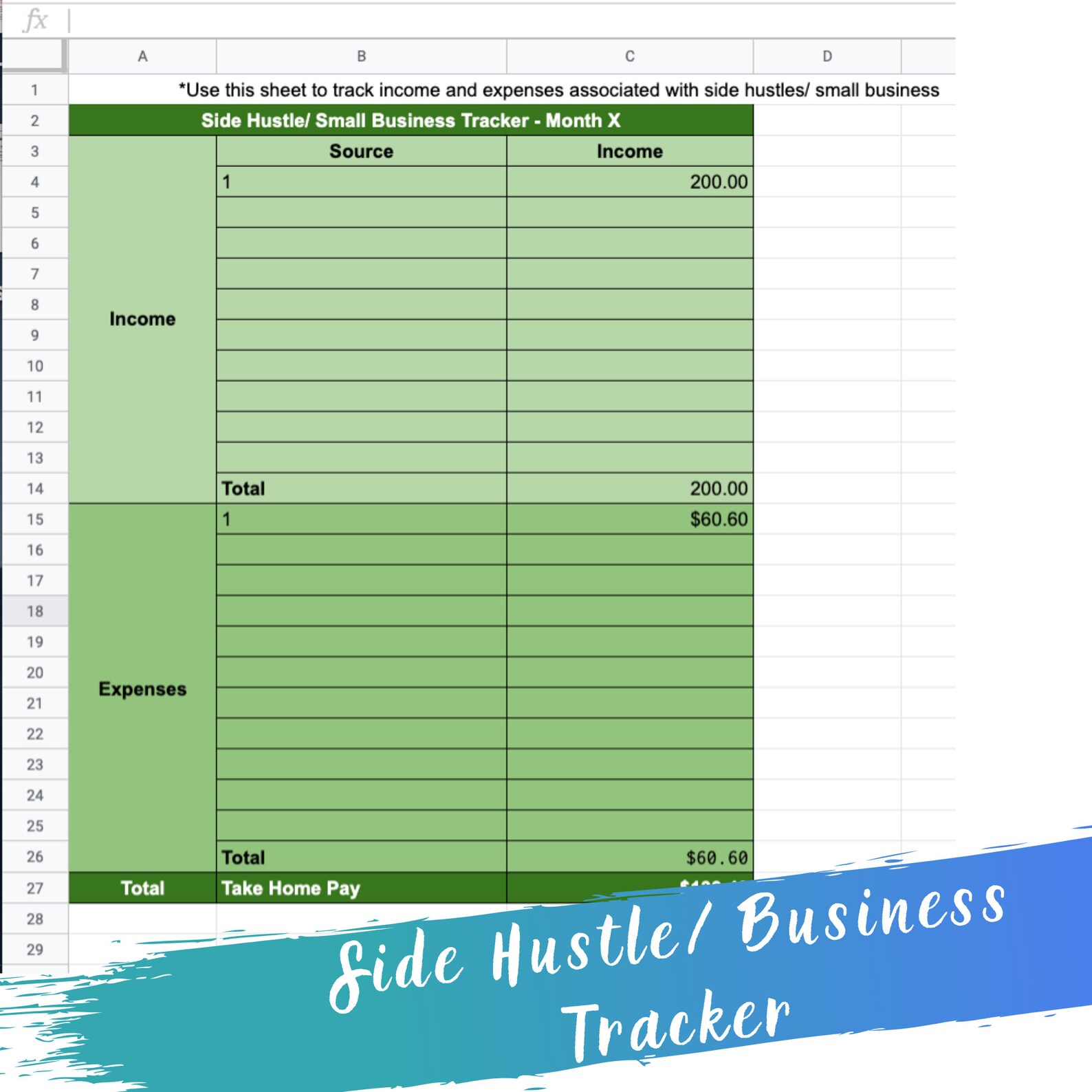 Monthly Budget Template for EXCEL/ NUMBERS/ OPENOFFICE Business Tracker