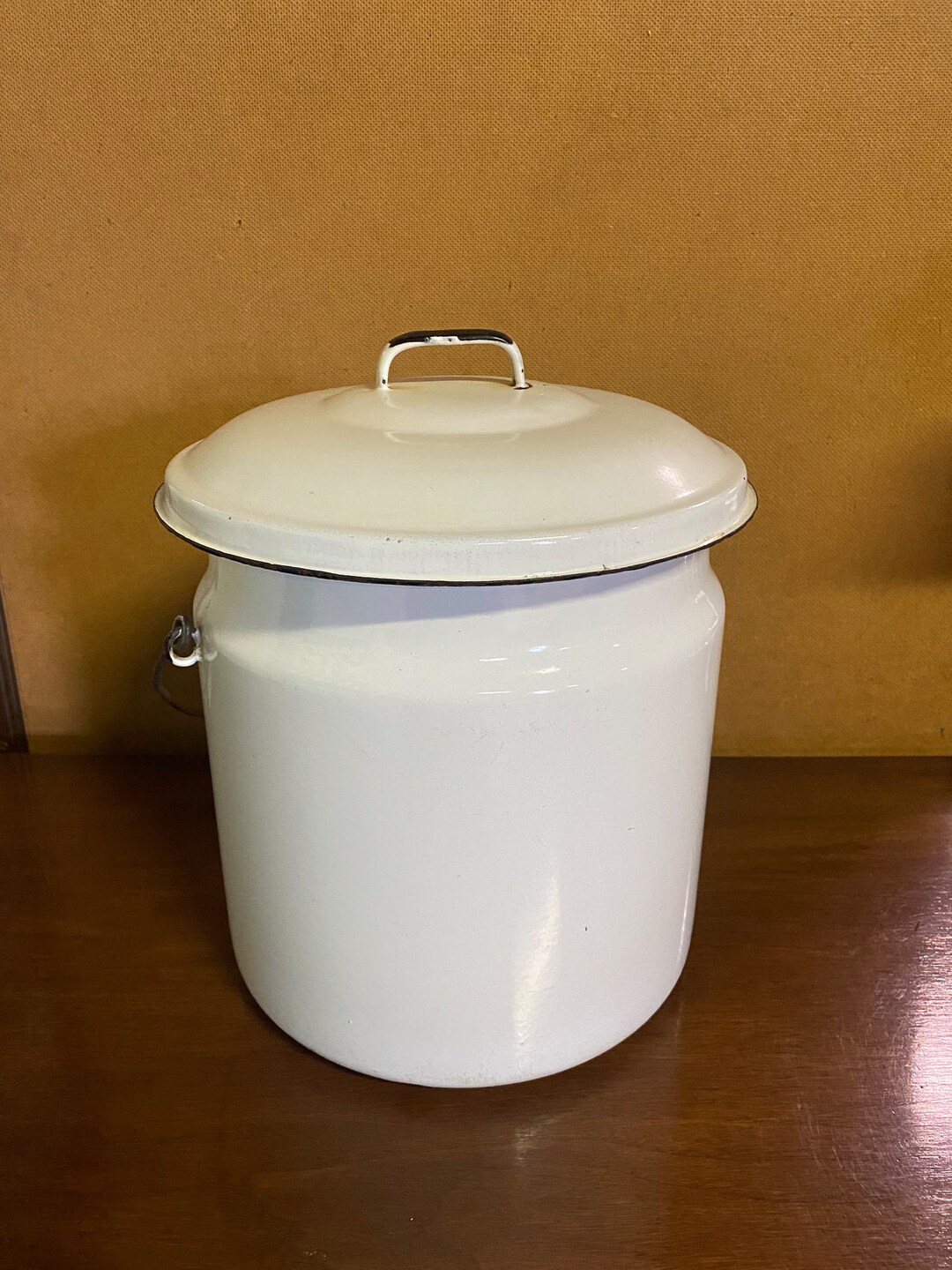Vintage Big White Enamel Stock Pot With Lid/ Antique Enamel Etsy