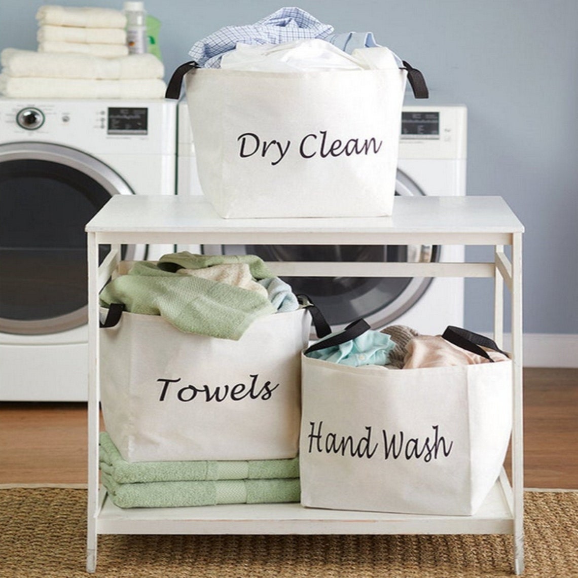 Canvas Storage Laundry Bags with Fabric Handles Best Home Etsy