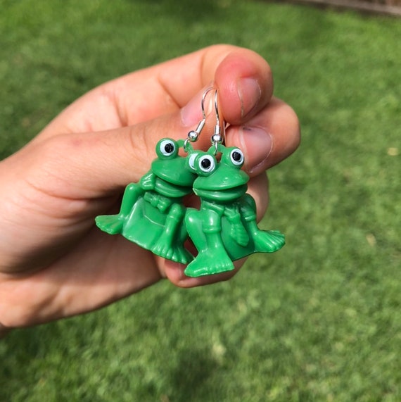 frog earrings etsy
