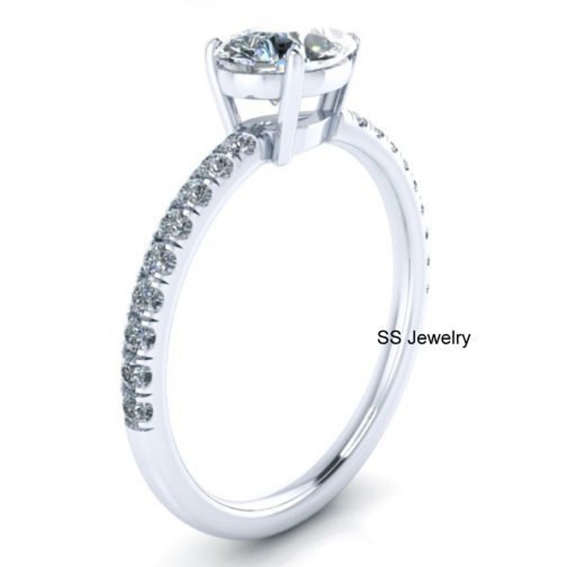 1 Ct Pear Moissanite 14Kt White Gold Ring Near Colorless Moissanite Engagement Ring Her Gift Ring Solitaire Ring Vintage Wedding Ring