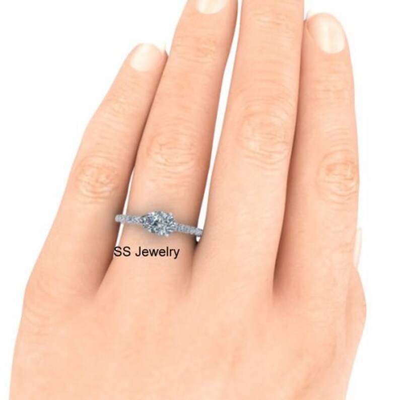 1 Ct Pear Moissanite 14Kt White Gold Ring Near Colorless Moissanite Engagement Ring Her Gift Ring Solitaire Ring Vintage Wedding Ring