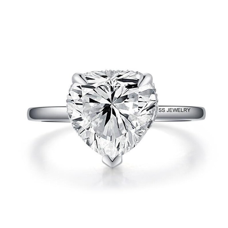 2 Ct Moissanite Wedding Ring Heart Cut Moissanite Solitaire Etsy