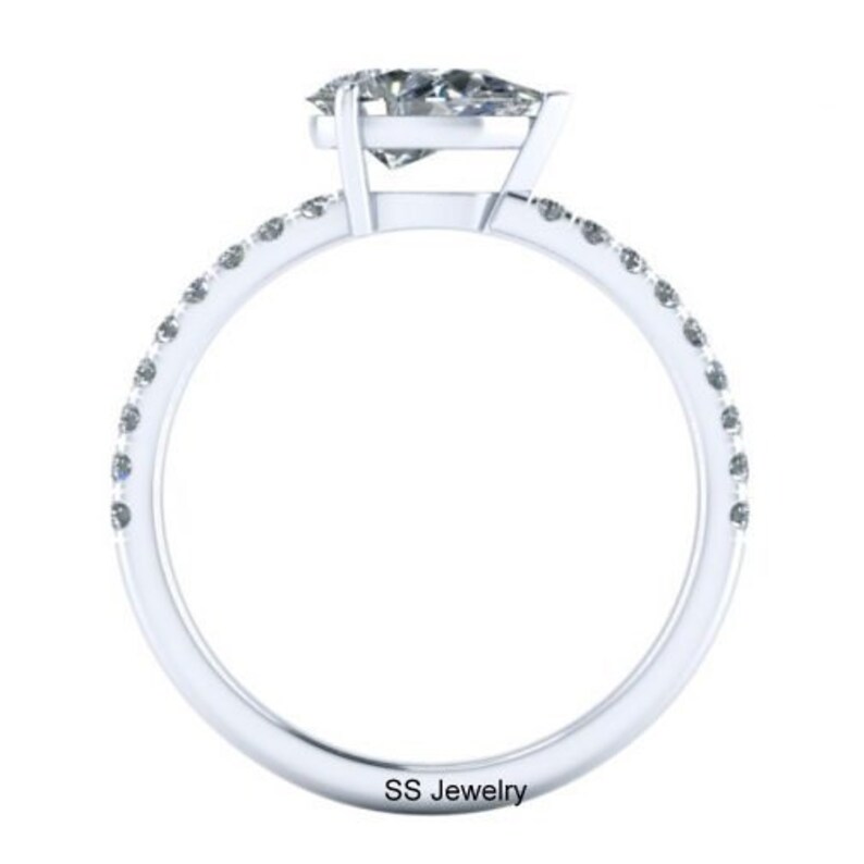 1 Ct Pear Moissanite 14Kt White Gold Ring Near Colorless Moissanite Engagement Ring Her Gift Ring Solitaire Ring Vintage Wedding Ring
