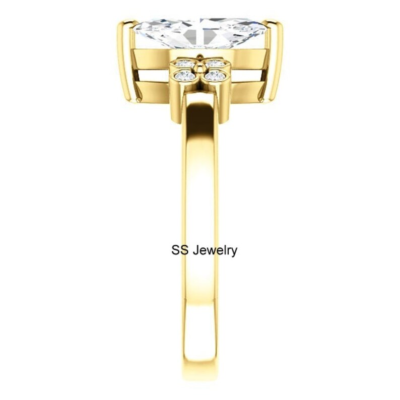 Marquise Cut 14k Yellow Gold Moissanite Engagement Ring 1.50 Ct Near Colorless Moissanite Solitaire Ring Classic Moissanite Wedding Ring