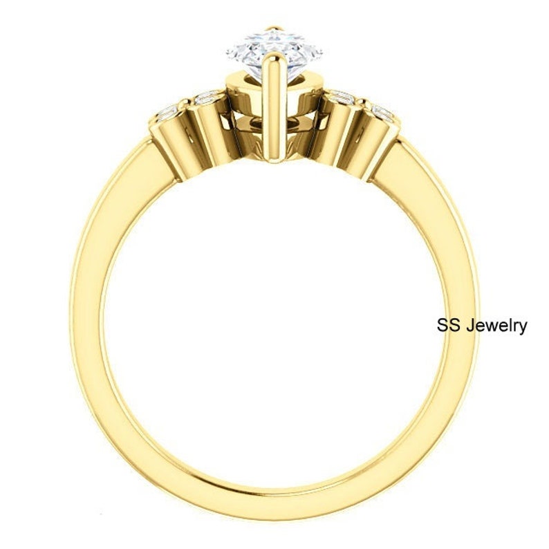 Marquise Cut 14k Yellow Gold Moissanite Engagement Ring 1.50 Ct Near Colorless Moissanite Solitaire Ring Classic Moissanite Wedding Ring