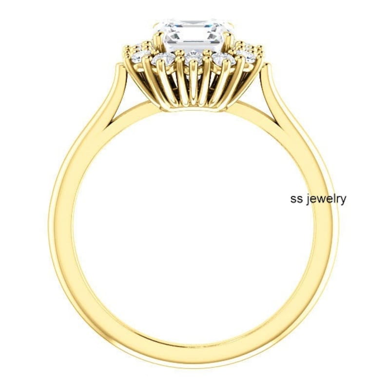 Near Colorless Moissanite Wedding Ring 1 Ct Asscher Cut Ring Art deco Vintage Ring Ring For Engagement 10K14K18K Ring in Yellow Gold