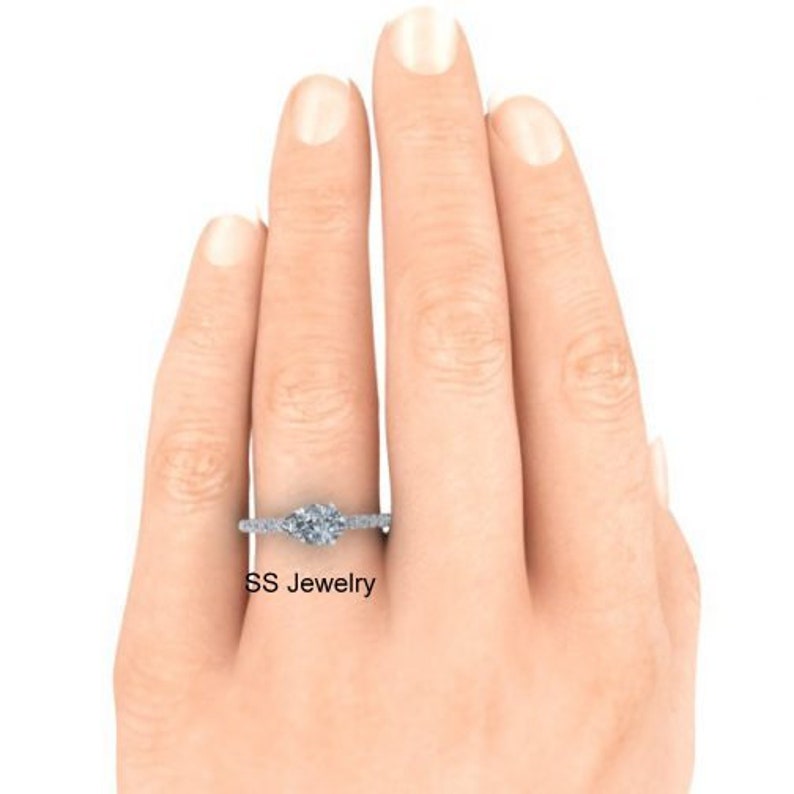 1 Ct Pear Moissanite 14Kt White Gold Ring Near Colorless Moissanite Engagement Ring Her Gift Ring Solitaire Ring Vintage Wedding Ring