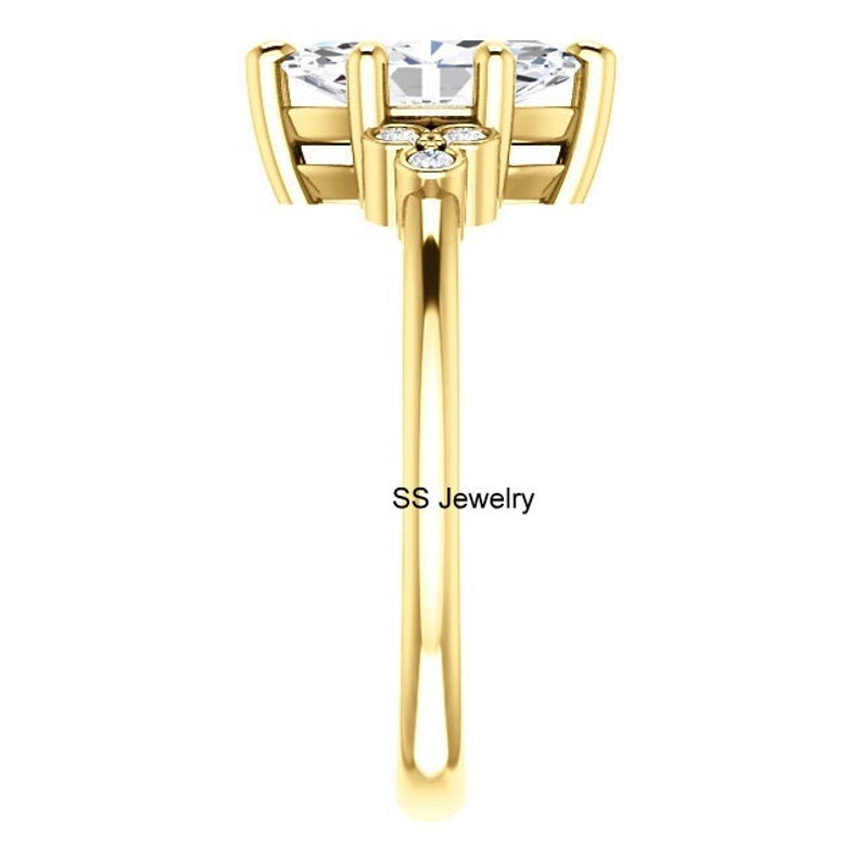 1.50 Ct Marquise Cut Near Colorless Moissanite 10Kt 14Kt 18Kt Yellow Gold Ring Solid Gold Gift Ring Solitaire Shank Engagement Ring