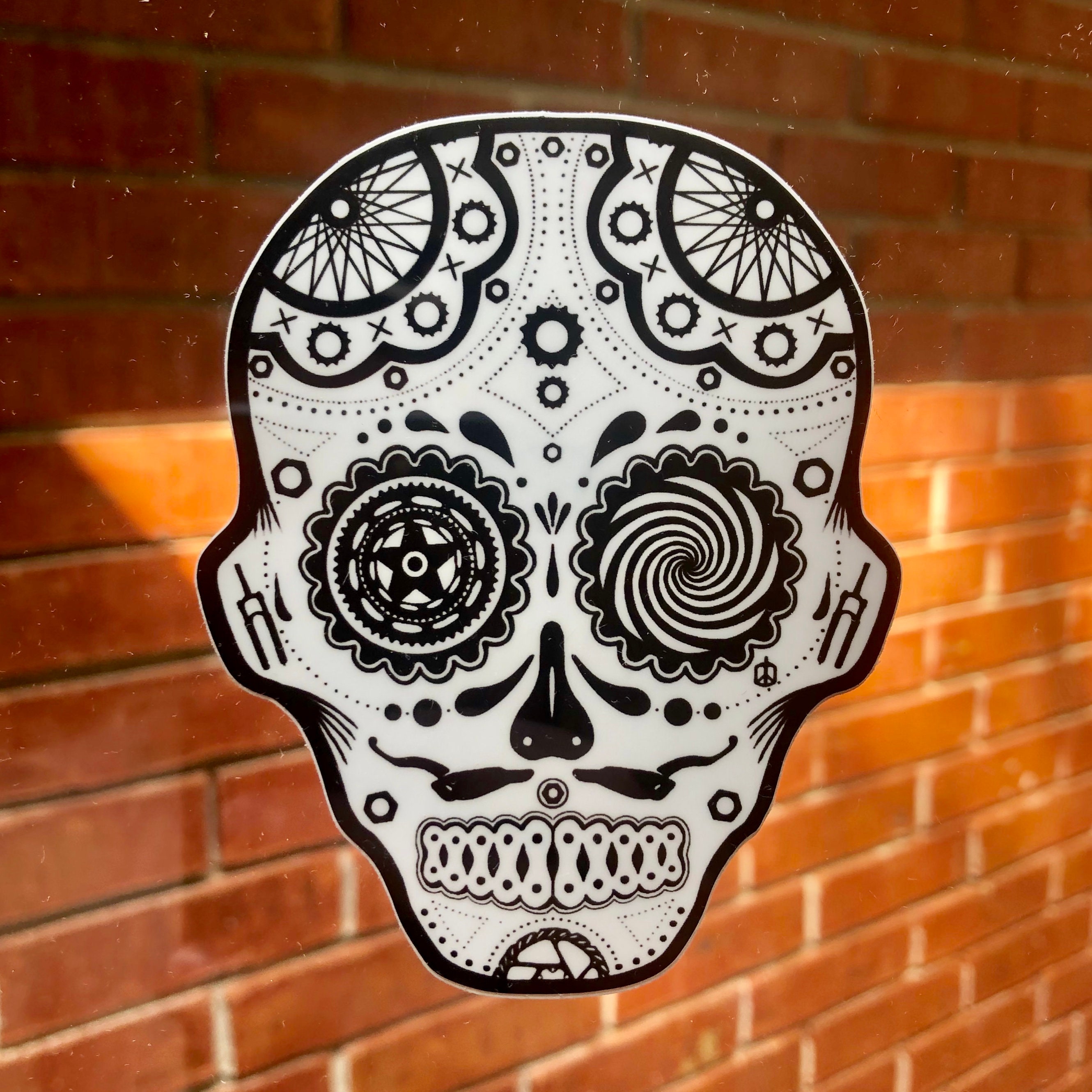 Bicycle Parts Sugar Skull Sticker Etsy